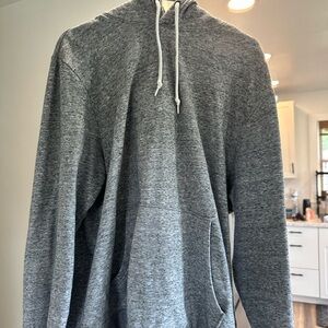 Gray Hoodie with White Drawstrings
